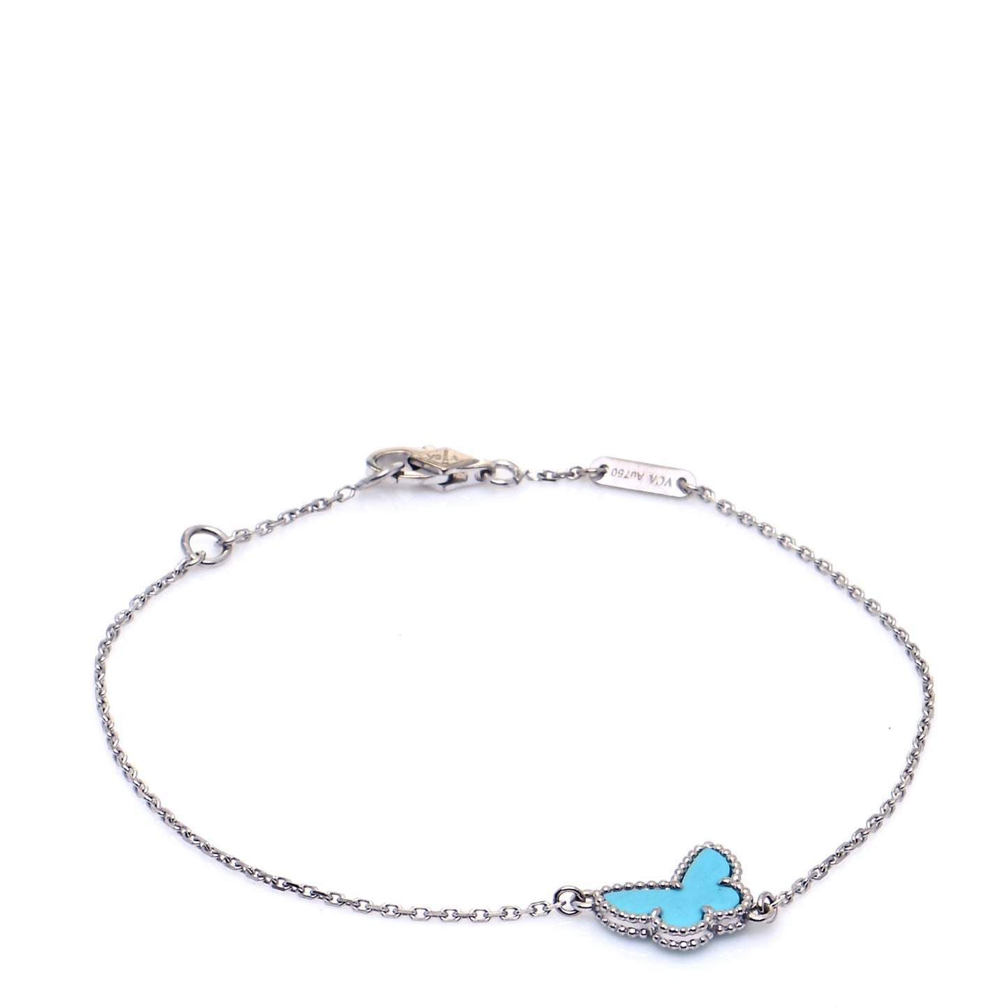 18K White Gold Turquoise Sweet Alhambra Butterfly Bracelet