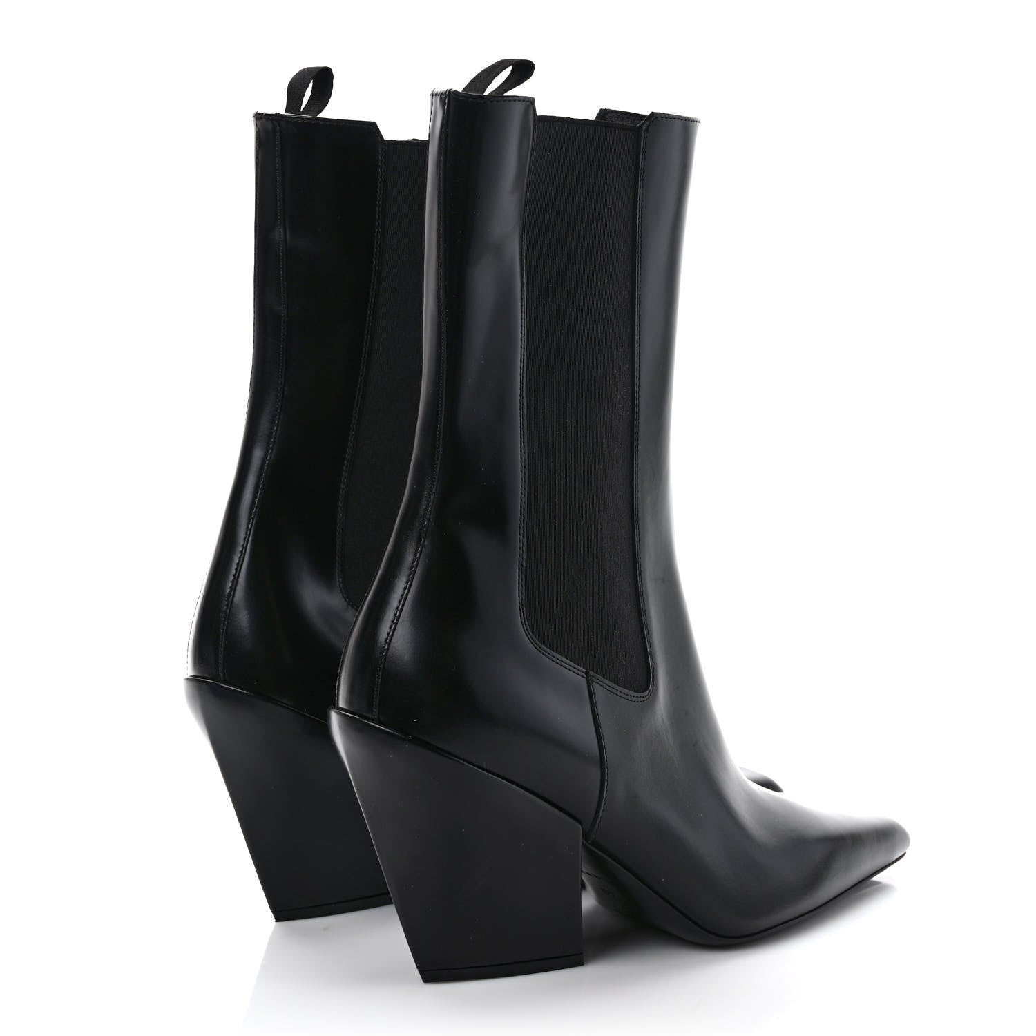 Prada Calfskin Pointed Boots 40 Black 4 of 8