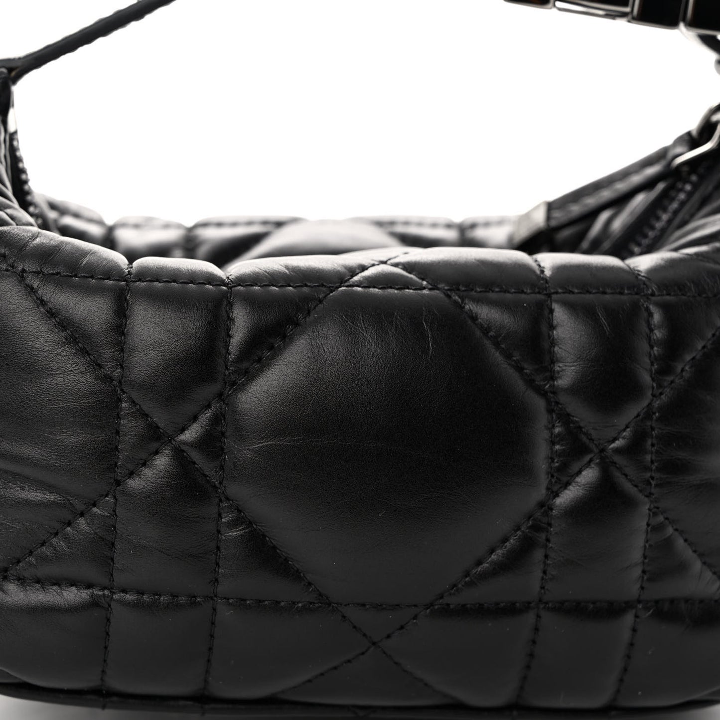 Calfskin Macrocannage Small Diortravel Nomad Pouch Black