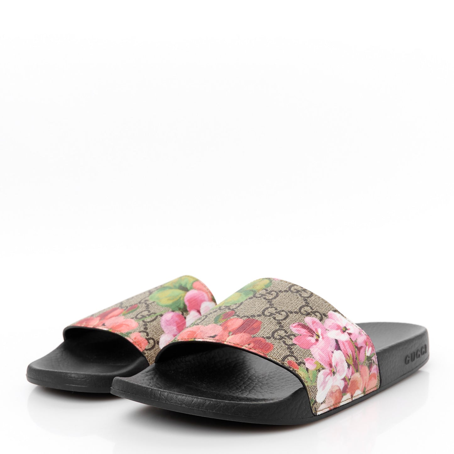 GG Supreme Monogram Blooms Slide Sandals 38 Beige Multicolor