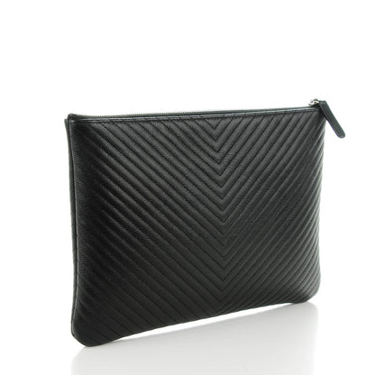 Chanel Caviar Chevron Medium Cosmetic Case Black 3 of 8