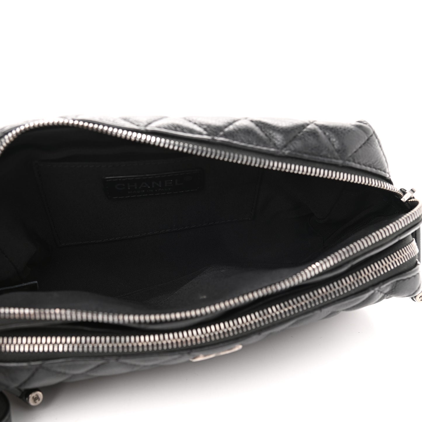 Calfskin Quilted Waist Bag Black