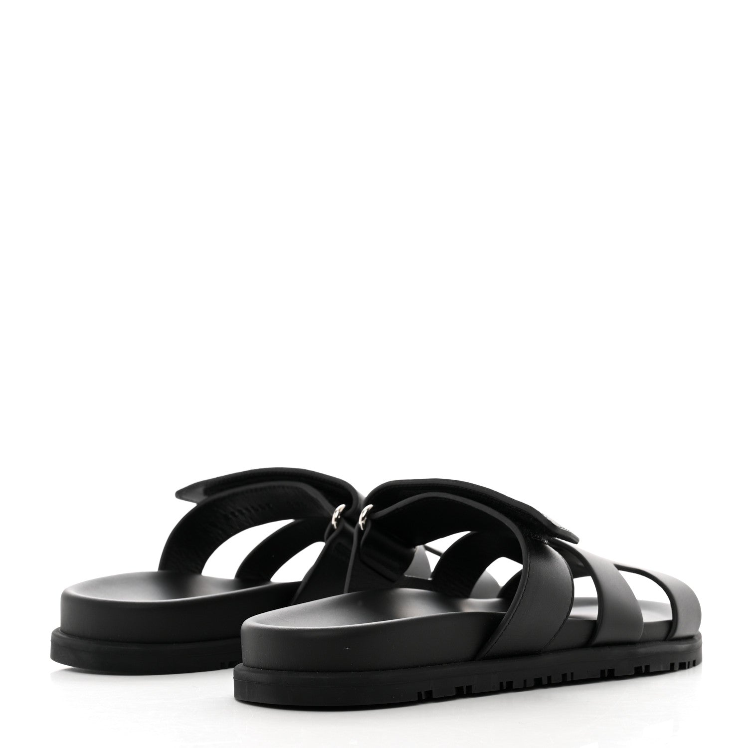 Hermes Calfskin Womens Chypre Sandals 37.5 Black 4 of 8