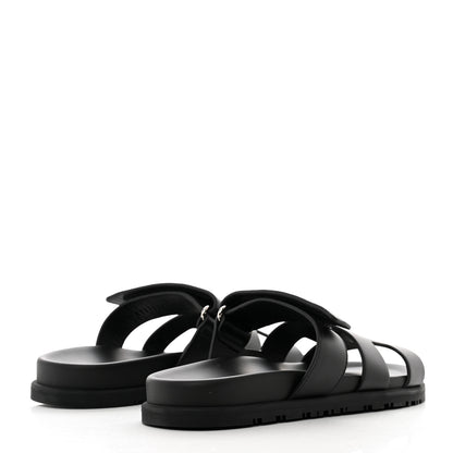 Hermes Calfskin Womens Chypre Sandals 37.5 Black 4 of 8