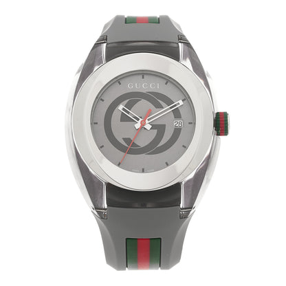 Gucci Stainless Steel Rubber 46mm Sync Web Quartz Watch Grey 1 of 5
