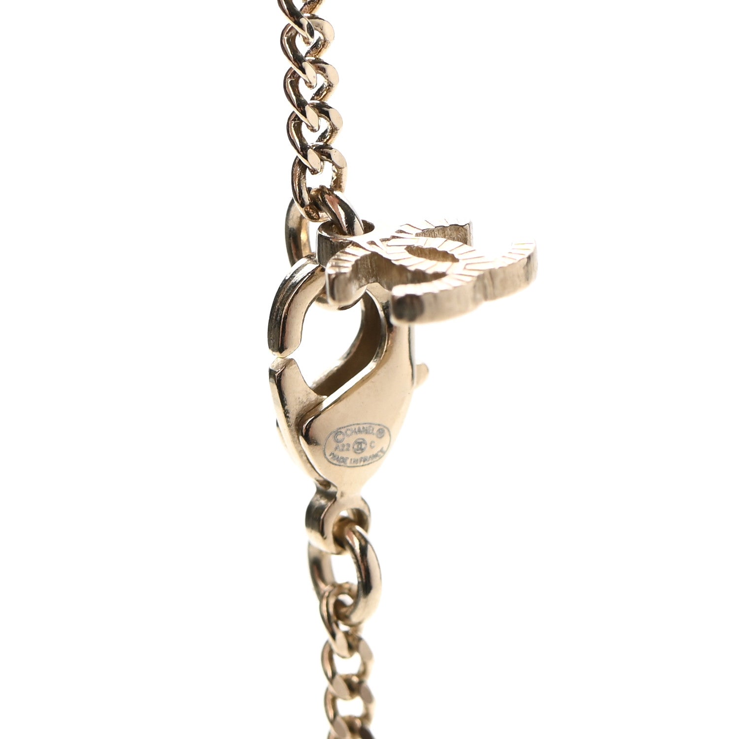 Chanel Crystal CC Pendant Necklace Gold 5 of 7
