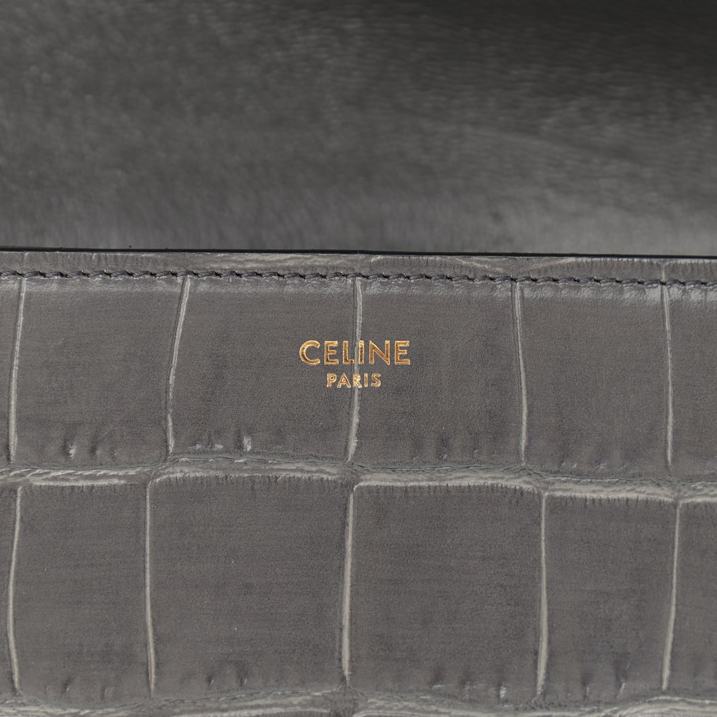 Calfskin Crocodile Embossed Medium Tassel Bag Anthracite