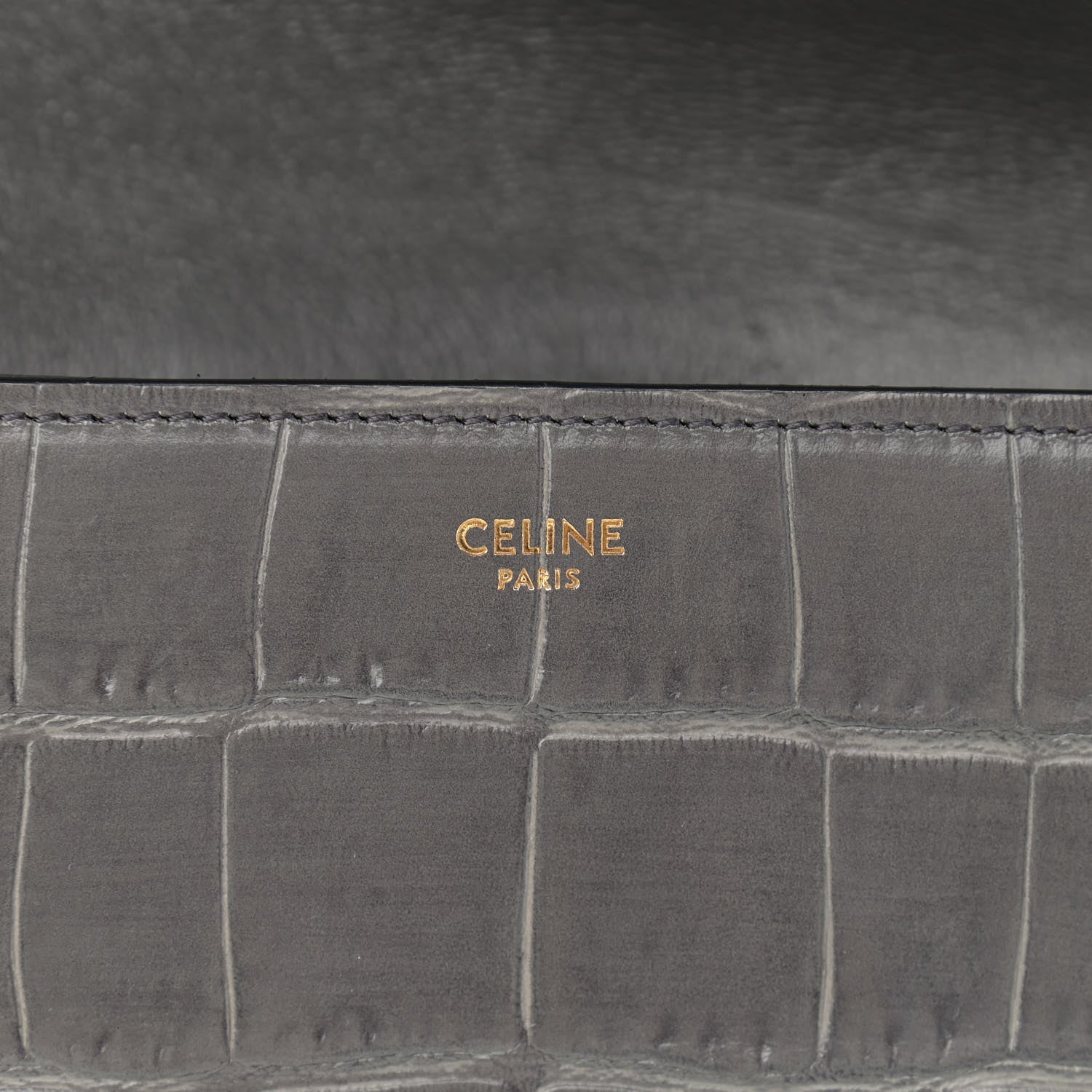Celine Calfskin Crocodile Embossed Medium Tassel Bag Anthracite 6 of 12