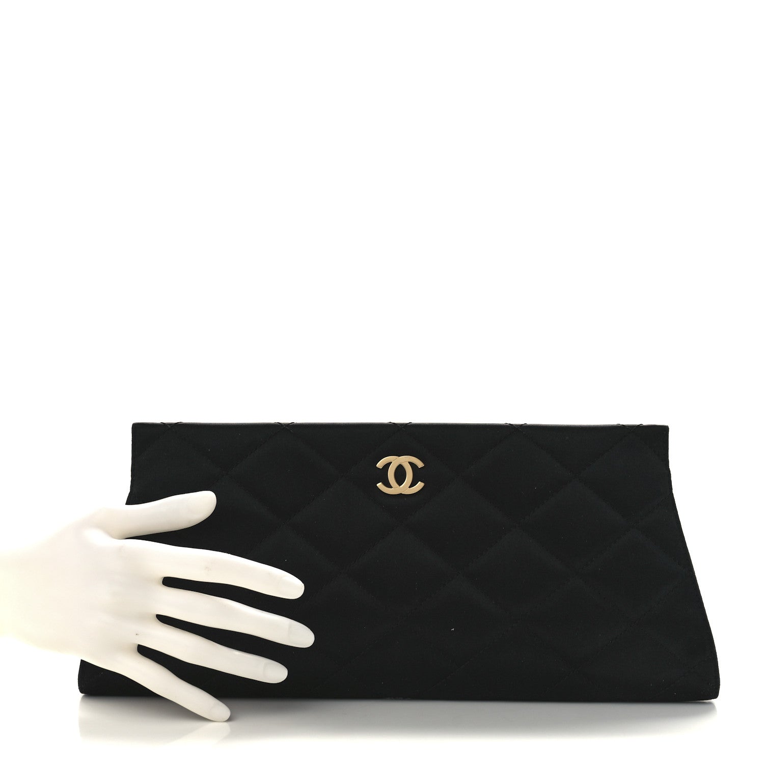 Chanel Satin Quilted Frame Clutch Black 2 of 10