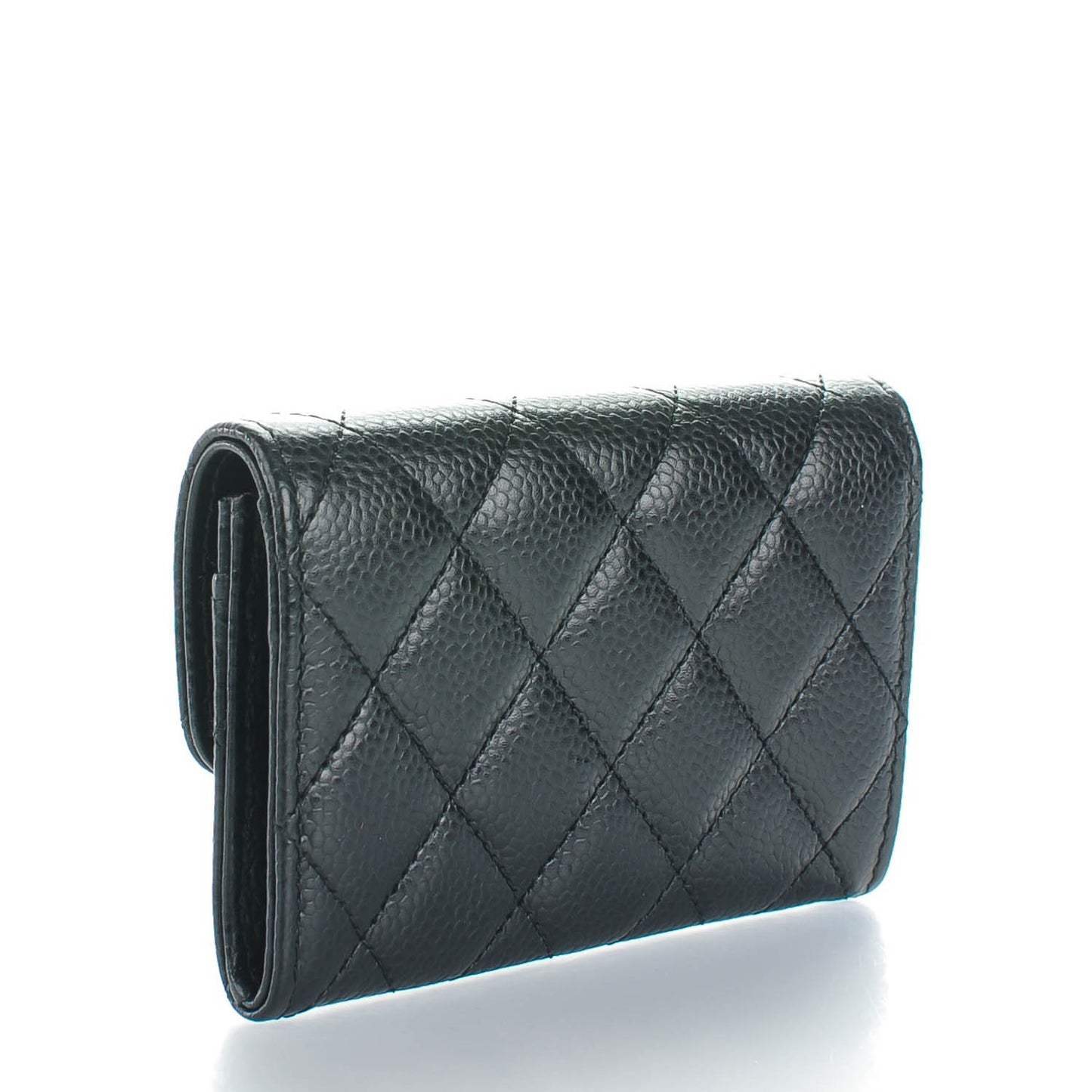 Caviar Quilted Flap Card Holder Black