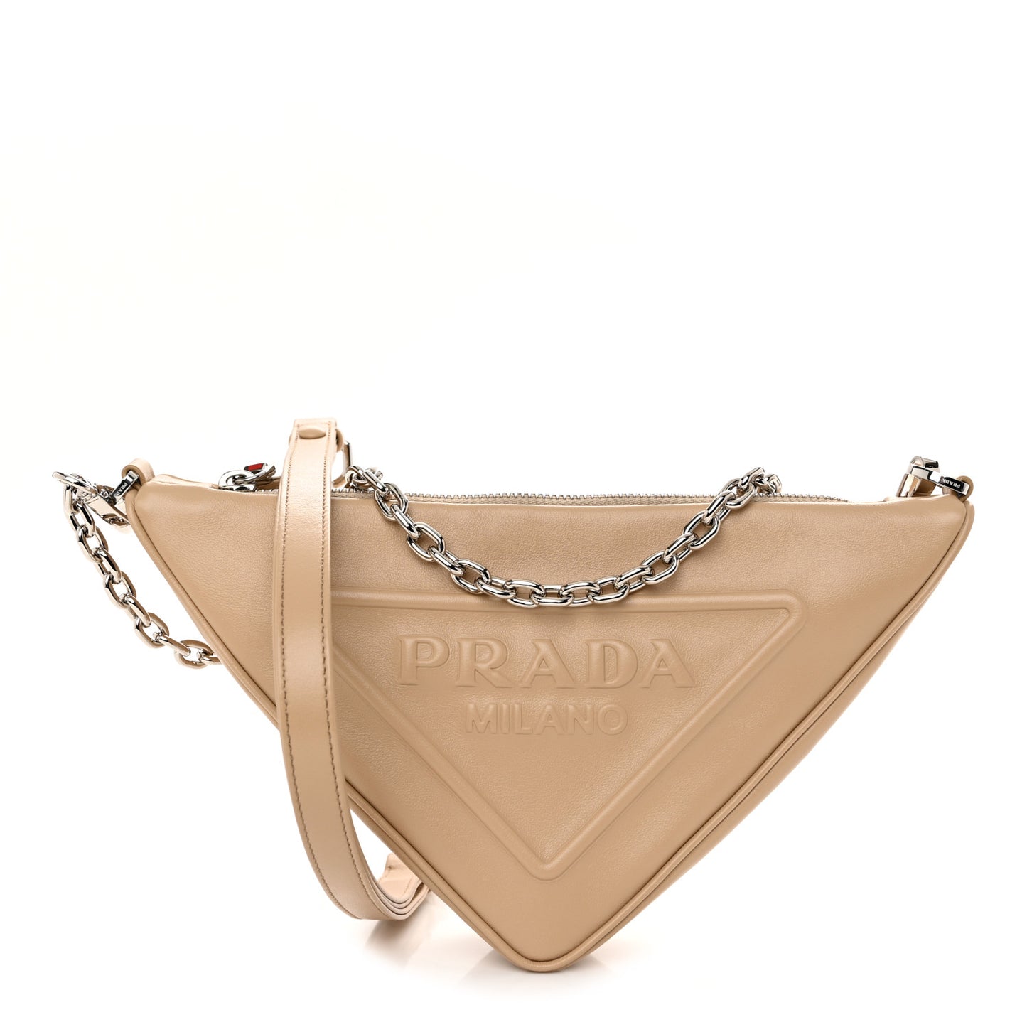 Grace Lux Triangle Logo Embossed Mini Triangle Bag Sabbia