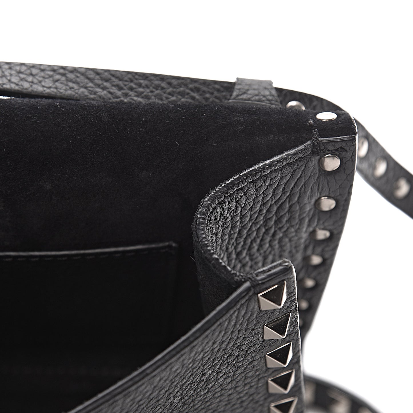 Pebbled Calfskin Medium Rockstud Flip Lock Crossbody Bag Black