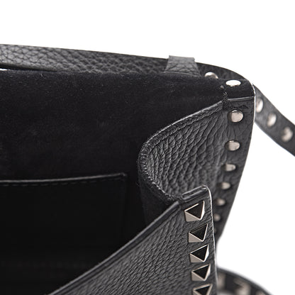 Valentino Garavani Pebbled Calfskin Medium Rockstud Flip Lock Crossbody Bag Black 11 of 14