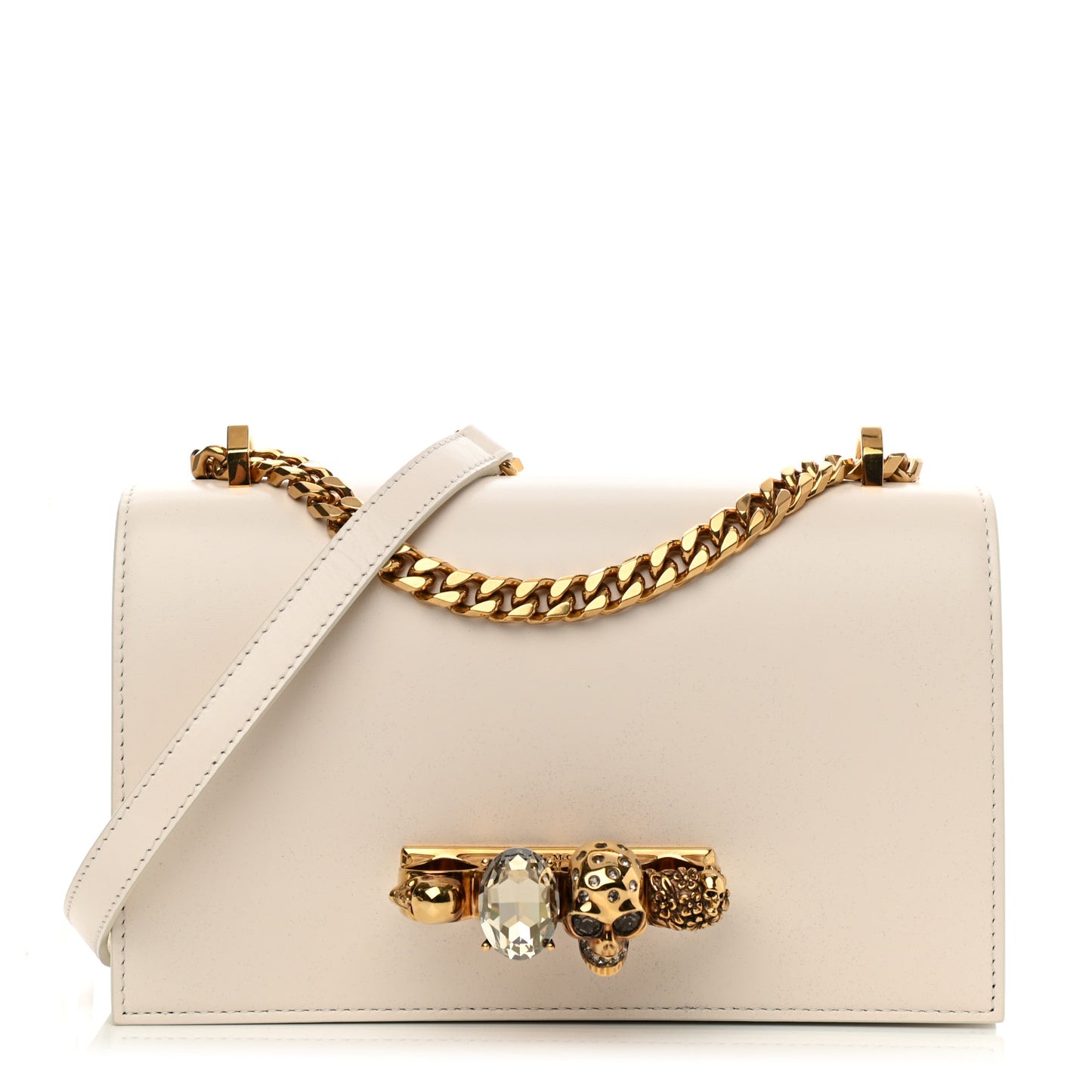 Calfskin Jeweled Satchel Ivory
