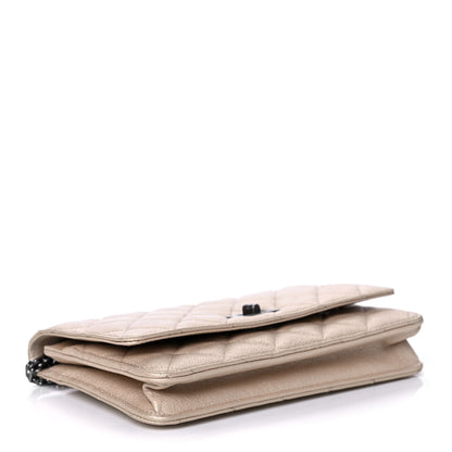 Chanel Metallic Sheepskin Quilted Reissue Wallet On Chain WOC Beige 4 of 13