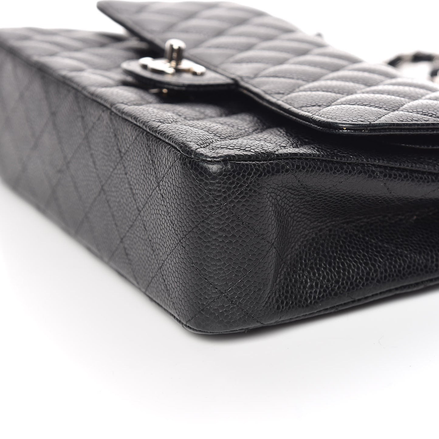 Caviar Quilted Medium Double Flap Black