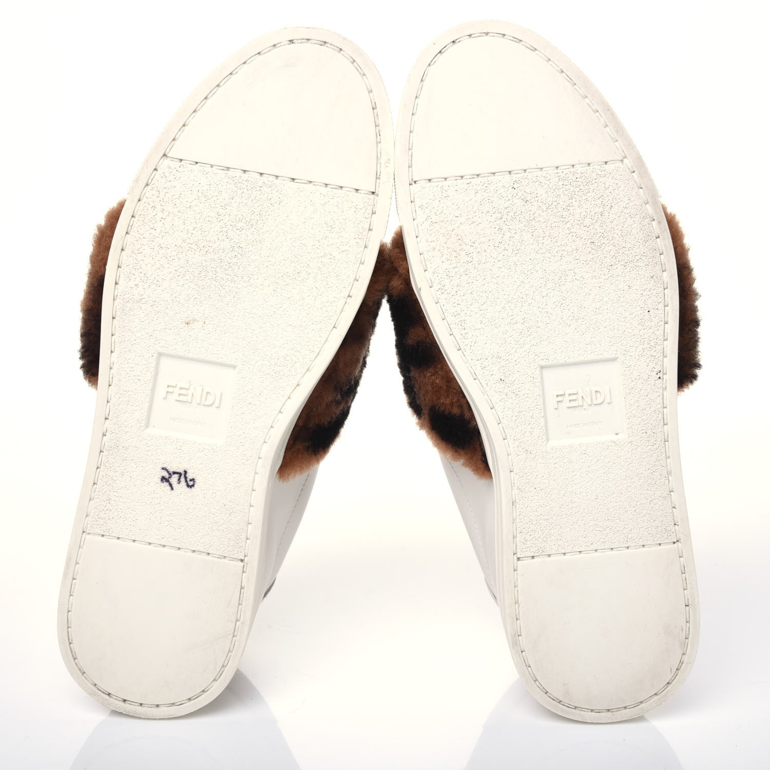 Fendi Vitello Shearling FF Velcro Slip On Sneakers 36.5 White 5 of 11