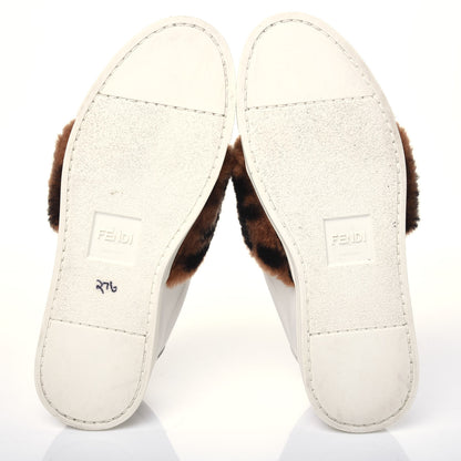 Fendi Vitello Shearling FF Velcro Slip On Sneakers 36.5 White 5 of 11