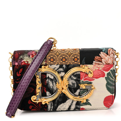 Dolce & Gabbana Patchwork Snakeskin Brocade DG Girls Chain Shoulder Bag Multicolor 1 of 10