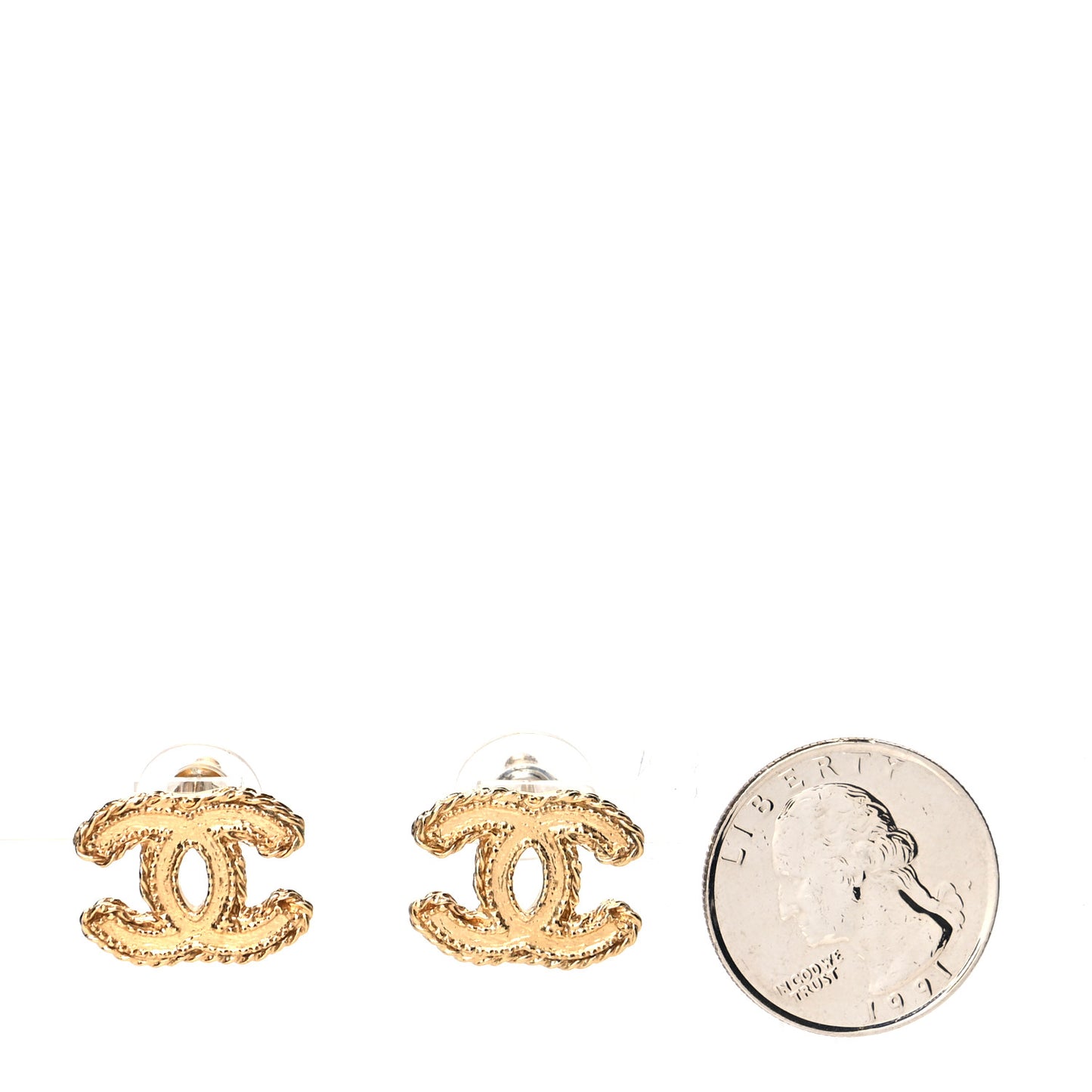 Metal CC Rope Earrings Matte Gold