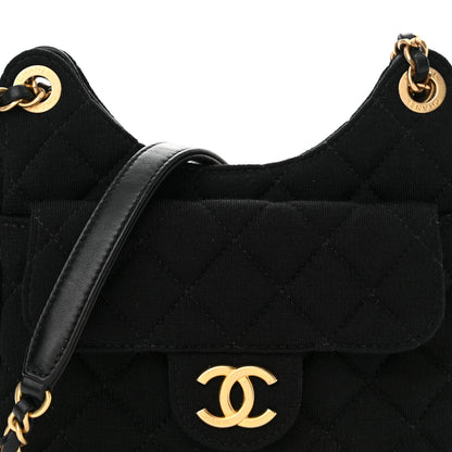 Chanel Jersey Quilted Small Wavy CC Hobo Black 8 of 11