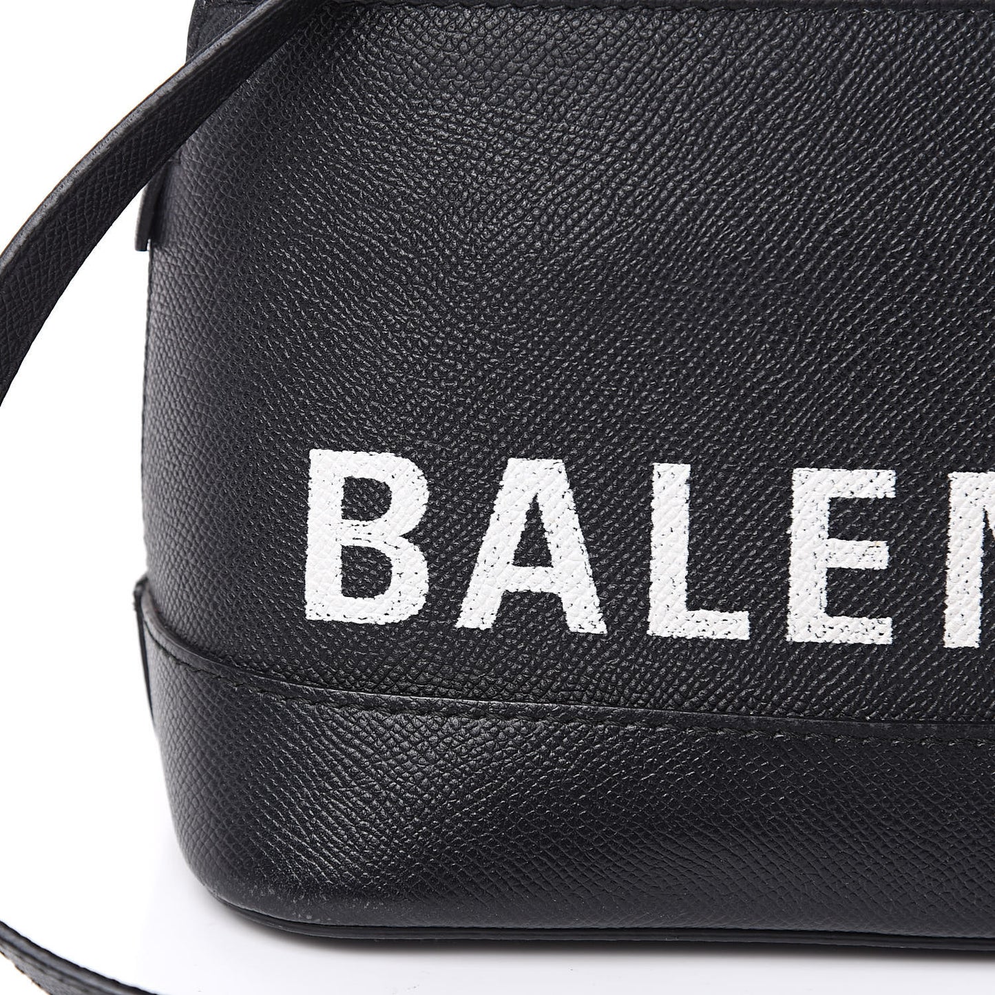 Signature Grained Calfskin Logo S Ville Top Handle Bag Black