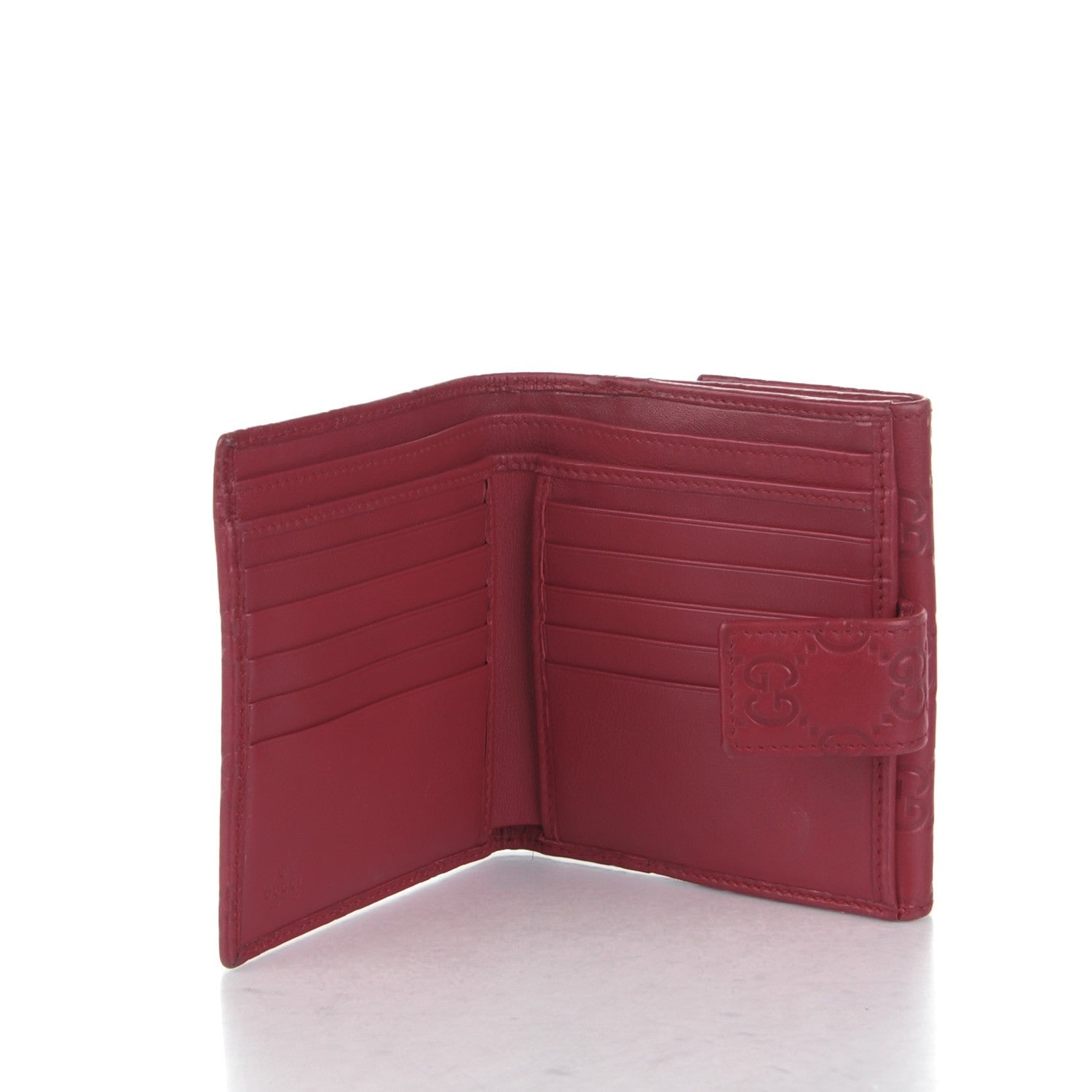 Gucci Guccissima Lovely Heart French Flap Wallet Red 5 of 7