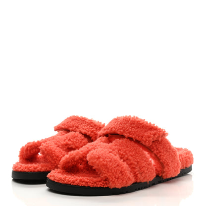 Hermes Woolskin Womens Chypre Sandals 40 Orange 3 of 11