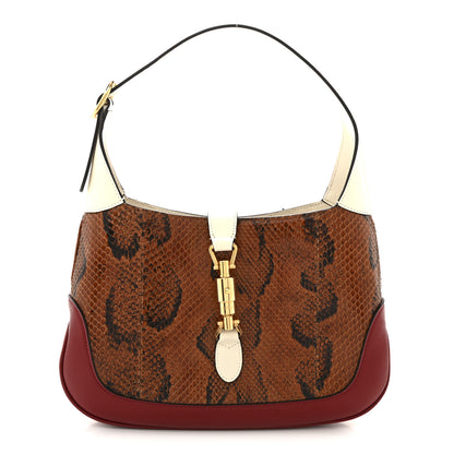 Gucci Snakeskin Calfskin Small Jackie 1961 Hobo Brown Multicolor 1 of 13