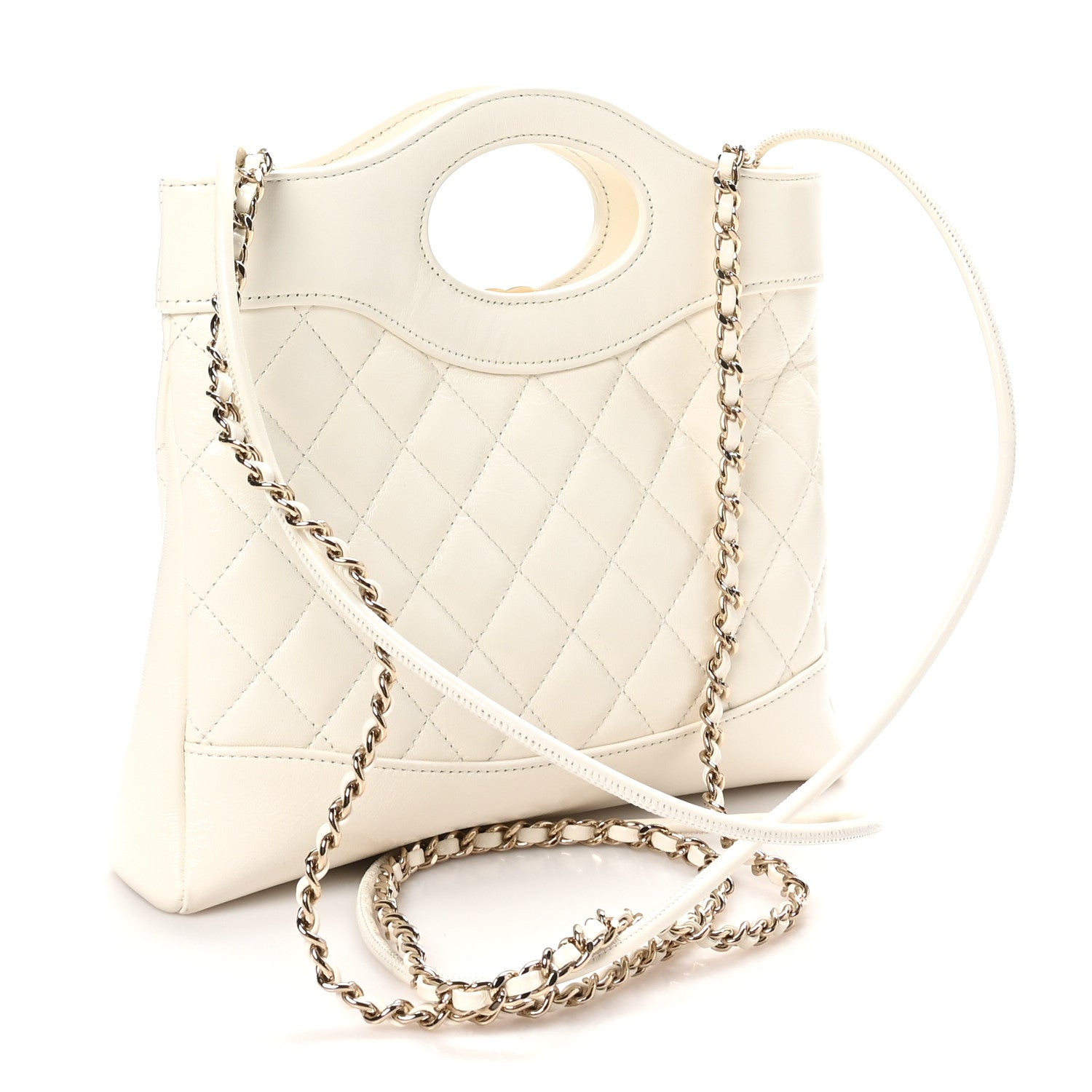 Chanel Shiny Lambskin Quilted Mini 31 Shopping Bag White 1737869