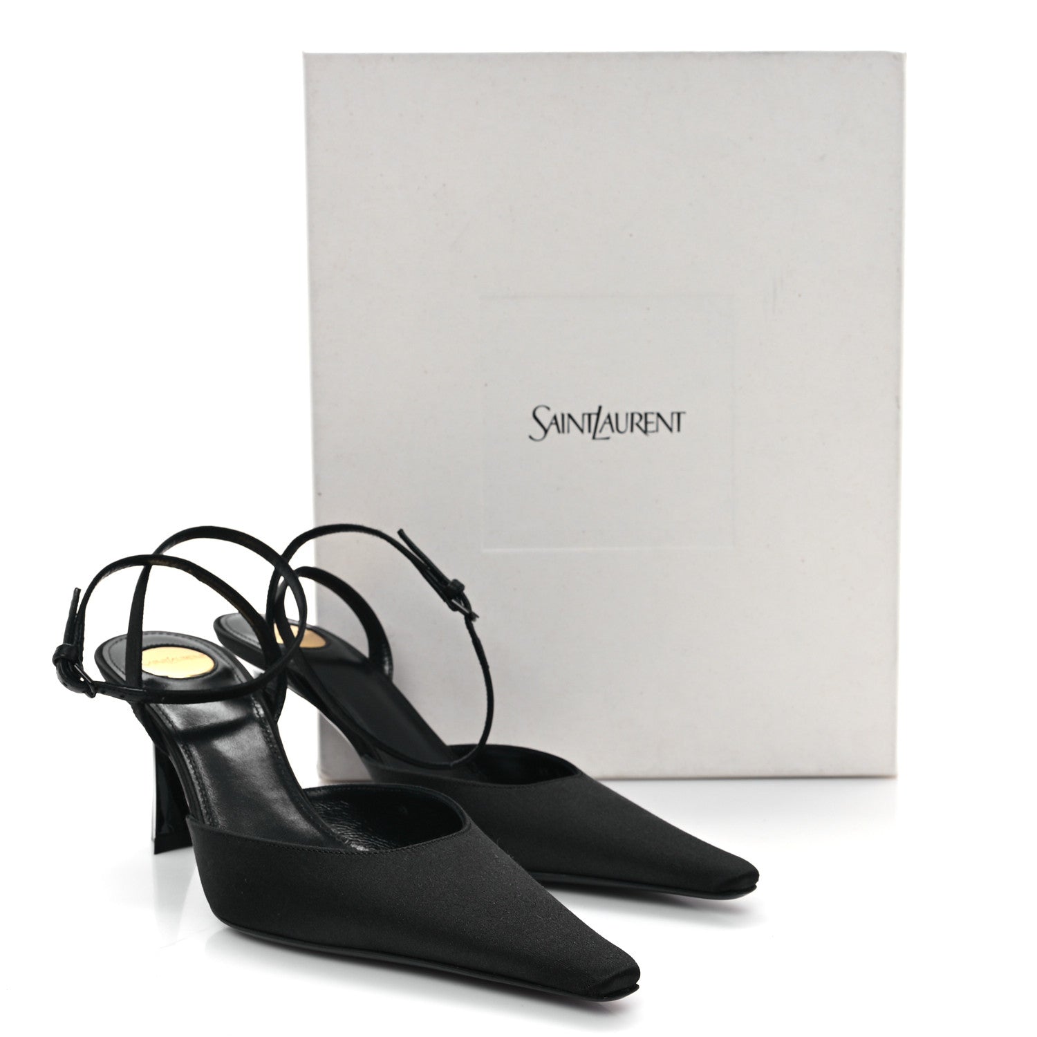 Saint Laurent Satin Crepe Aimee 75 Slingback Pumps 35.5 Black 10 of 10