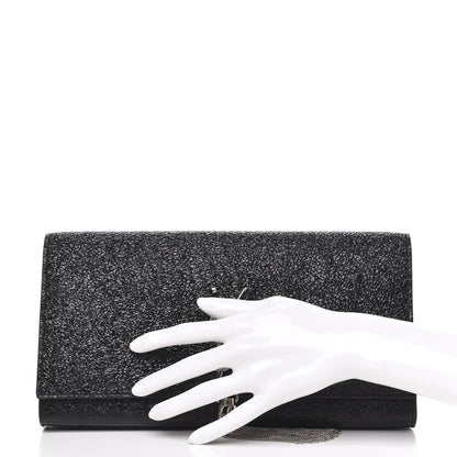 Saint Laurent Glitter Classic Monogram Cassandre Tassel Clutch Black 2 of 10