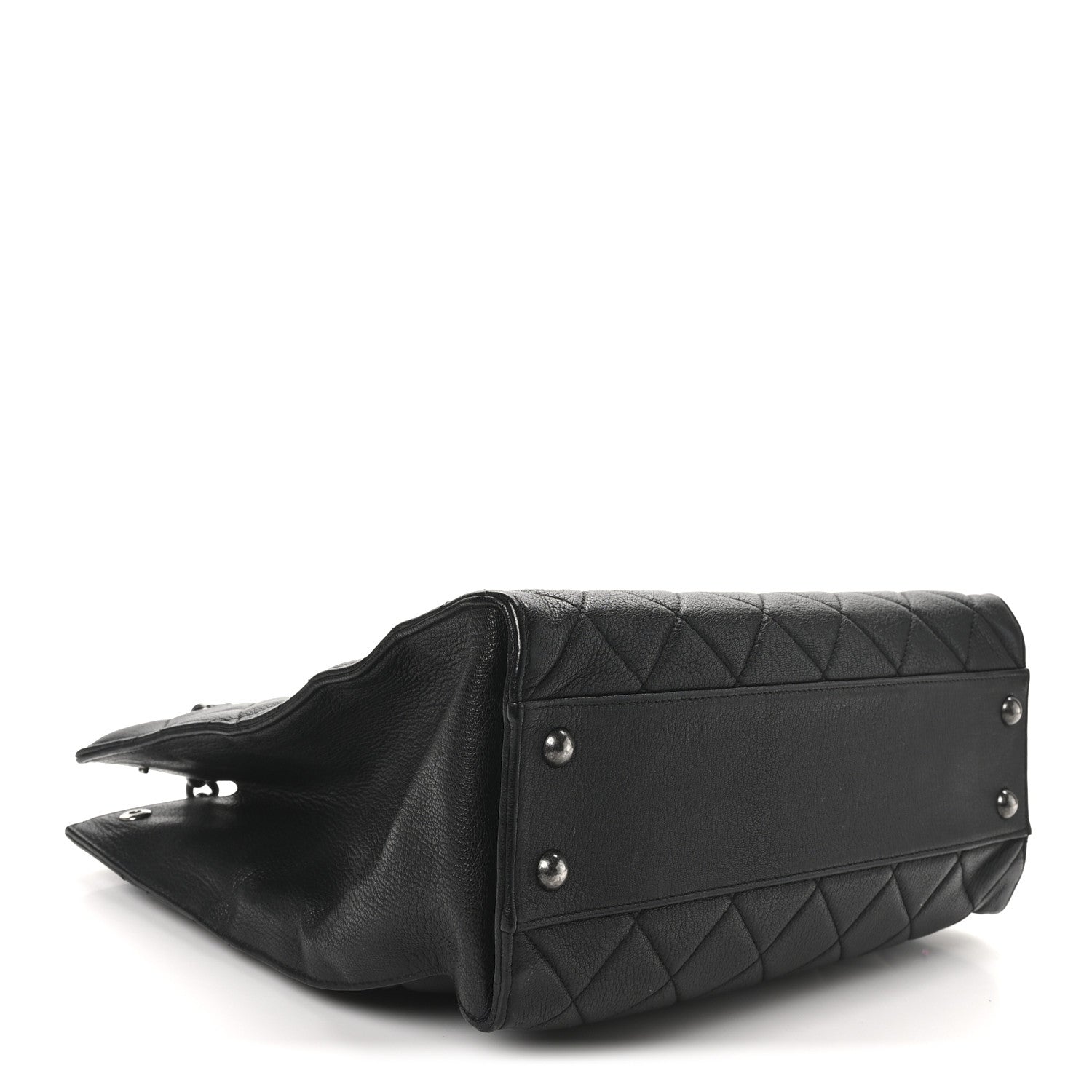Chanel Goatskin Quilted Small Perfect Edge Shopping Tote Black 4 of 10