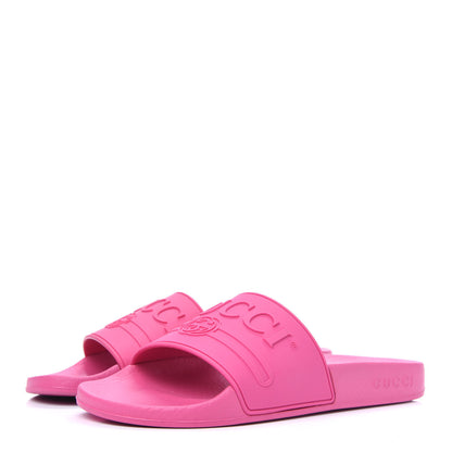 Gucci Rubber Womens Logo Slide Sandals 36 Fuchsia 3 of 8