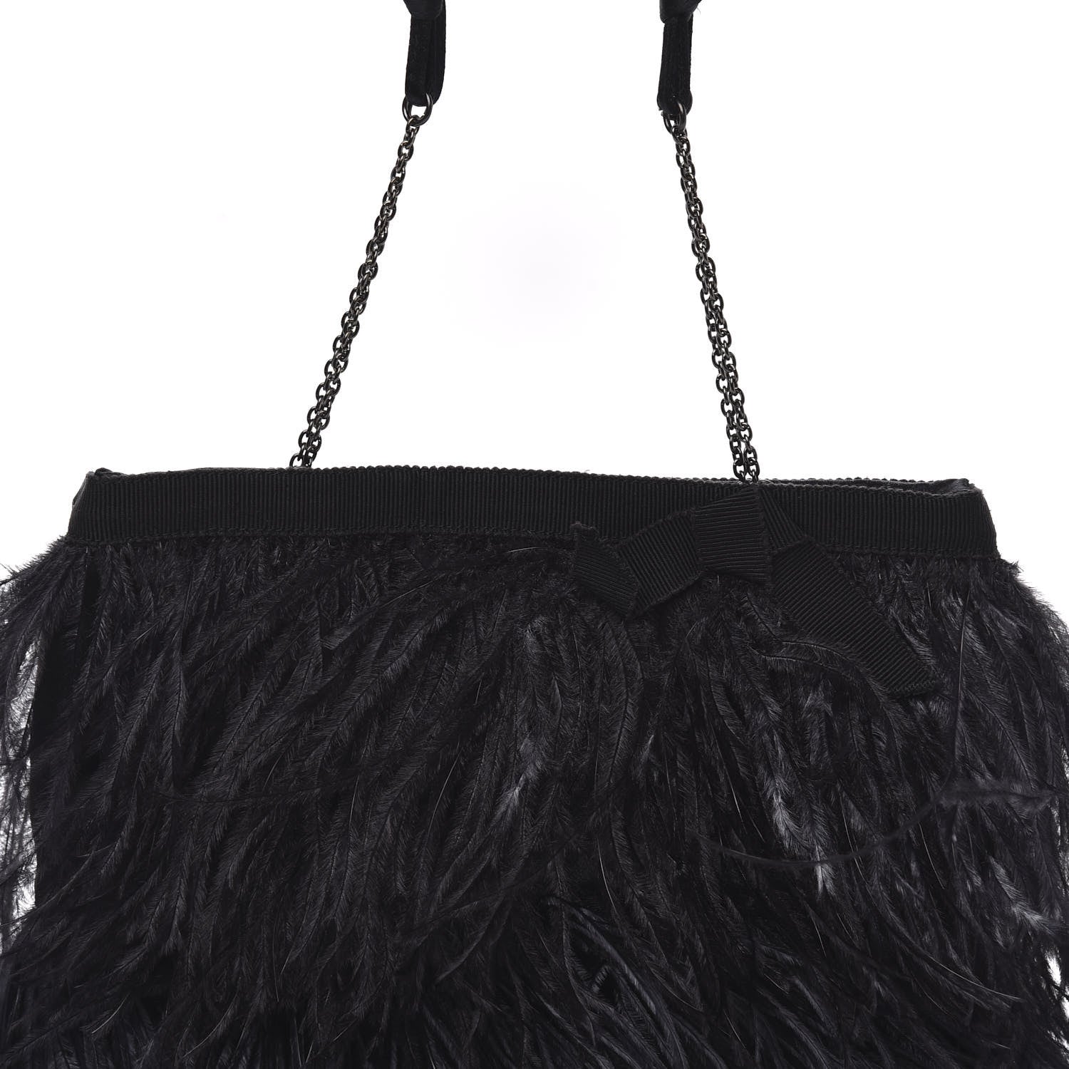 Prada Piume Feather Satin Chain Tote Black 9 of 9
