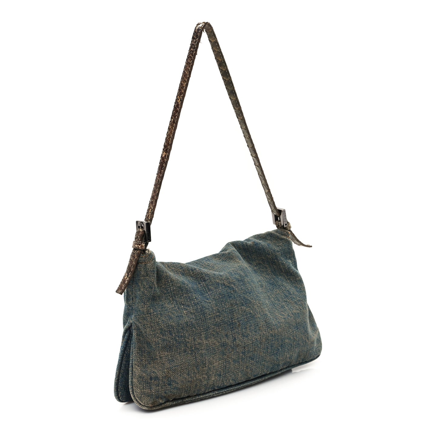 Denim Snakeskin Mama Baguette Blue