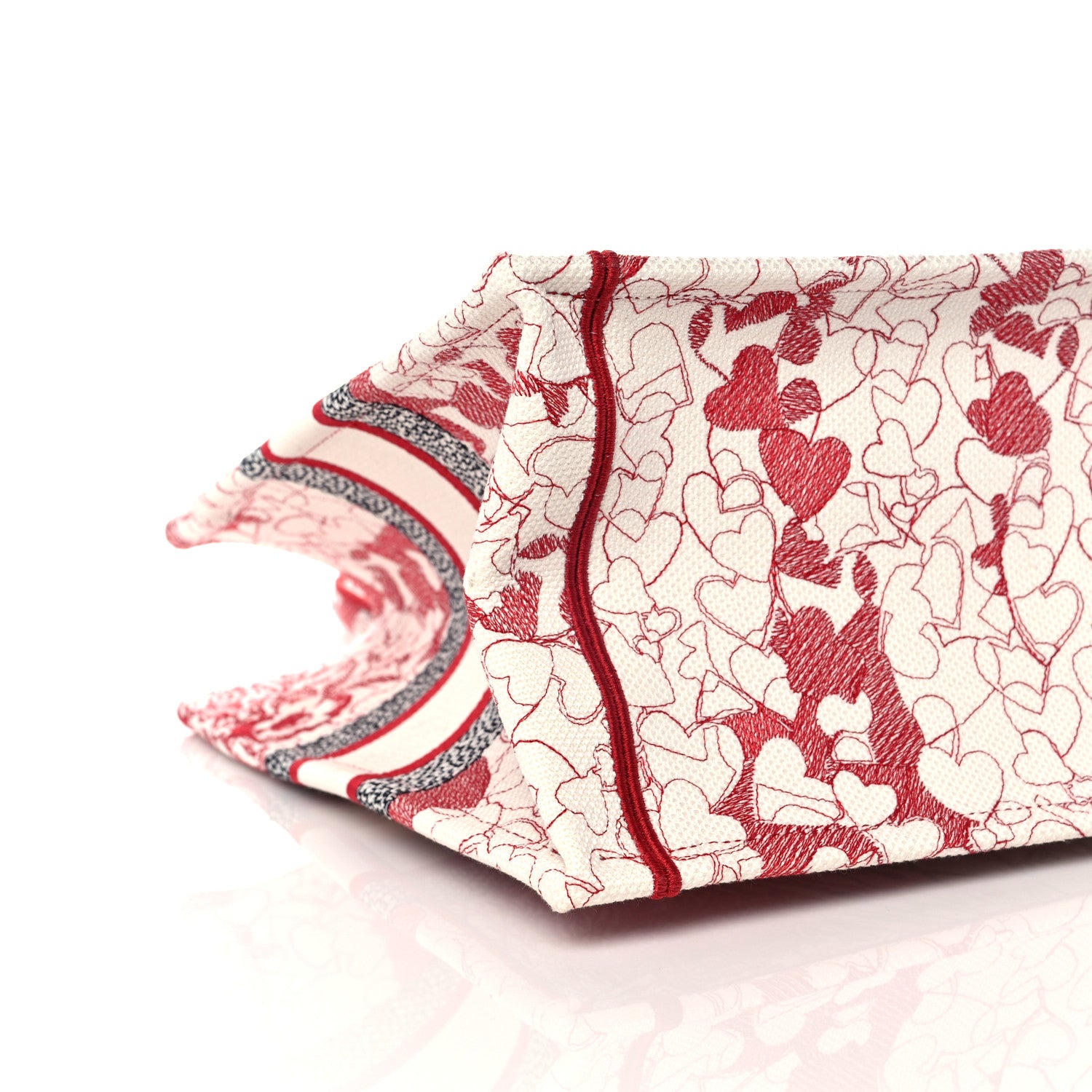Christian Dior Canvas Embroidered Medium Dioramour D-Royaume Book Tote Red Multicolor 8 of 10