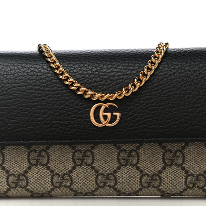 Gucci Dollar Calfskin GG Supreme Monogram Petite GG Marmont Wallet Chain Bag Black Beige Ebony 7 of 11