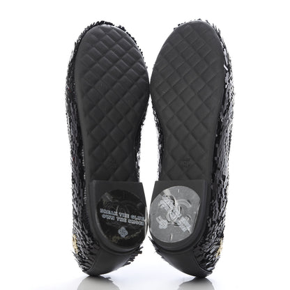 Chanel Sequin CC Loafers 37 Black 5 of 8