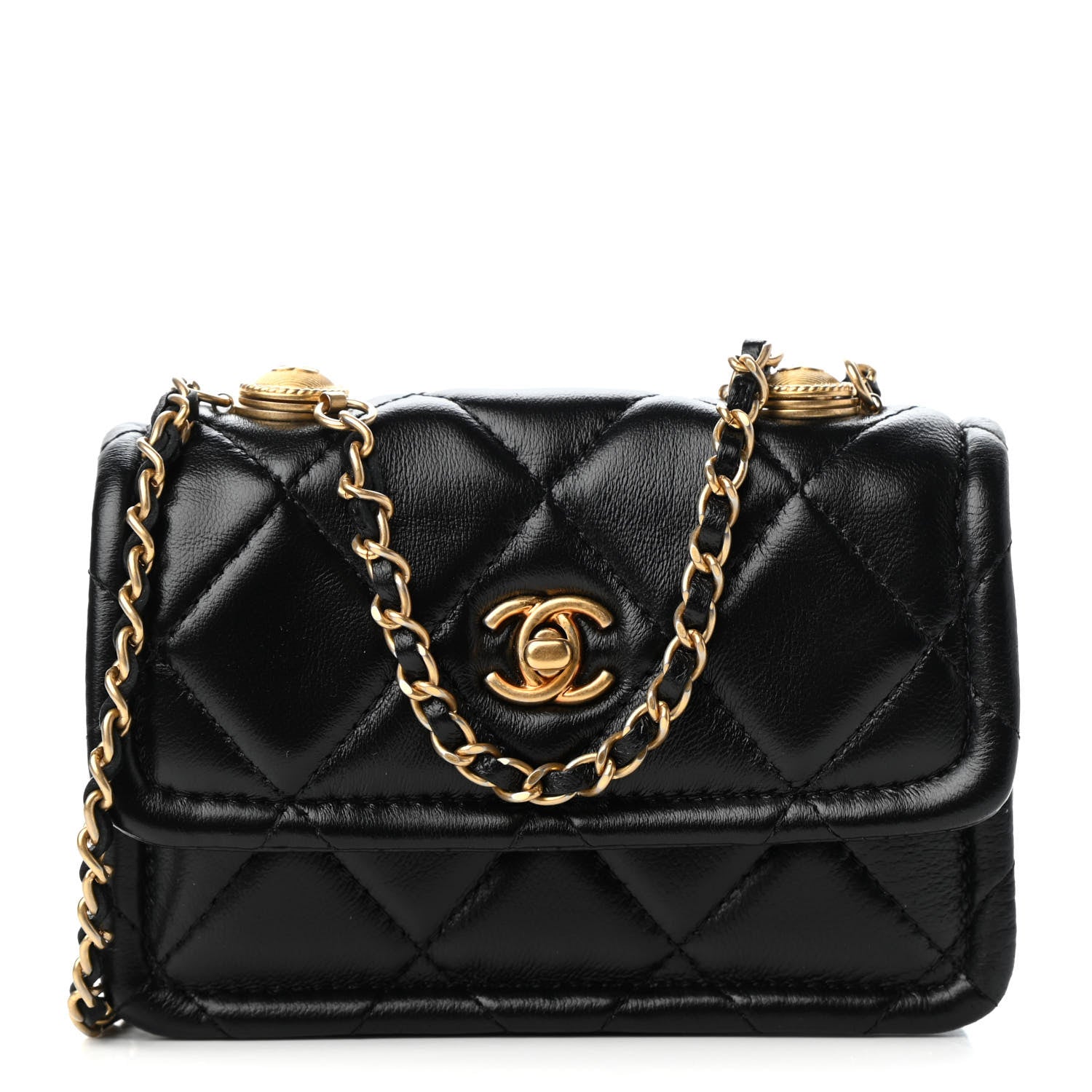 Chanel Shiny Lambskin Quilted Extra Mini Flap Black 1 of 9