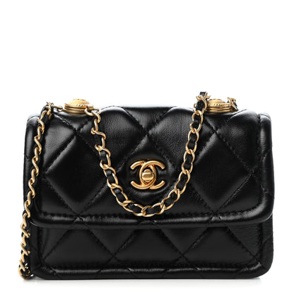 Chanel Shiny Lambskin Quilted Extra Mini Flap Black 1 of 9
