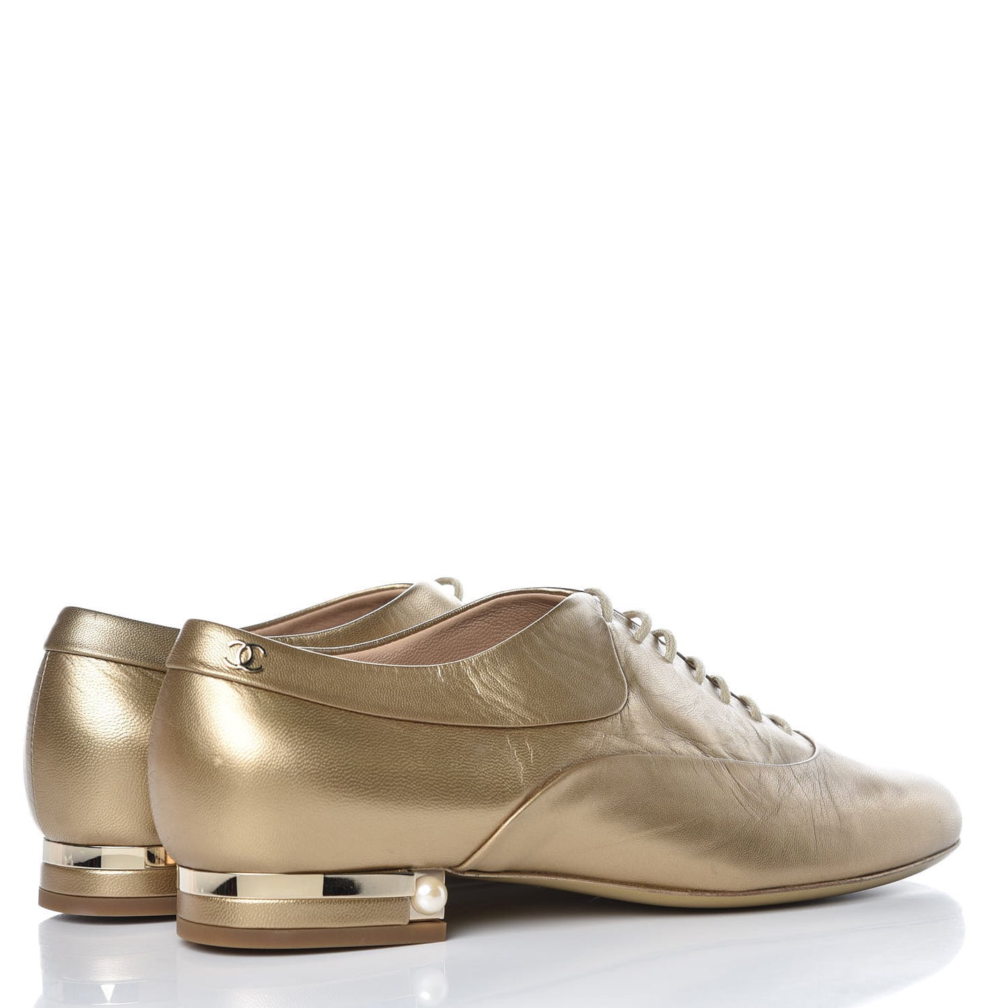 Goatskin CC Lace Up Oxfords 37 Dark Gold