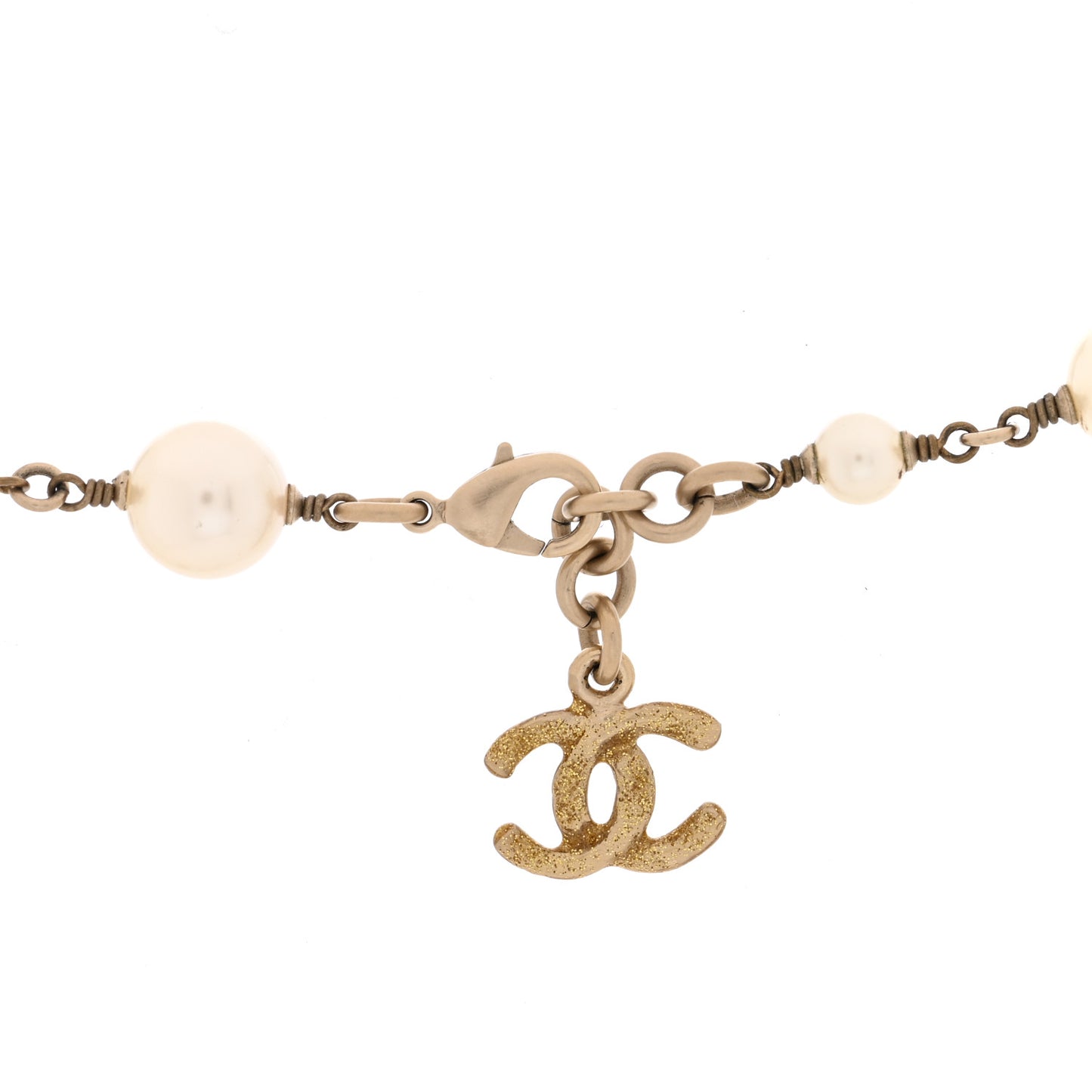 Pearl CC Charm Short Necklace Gold