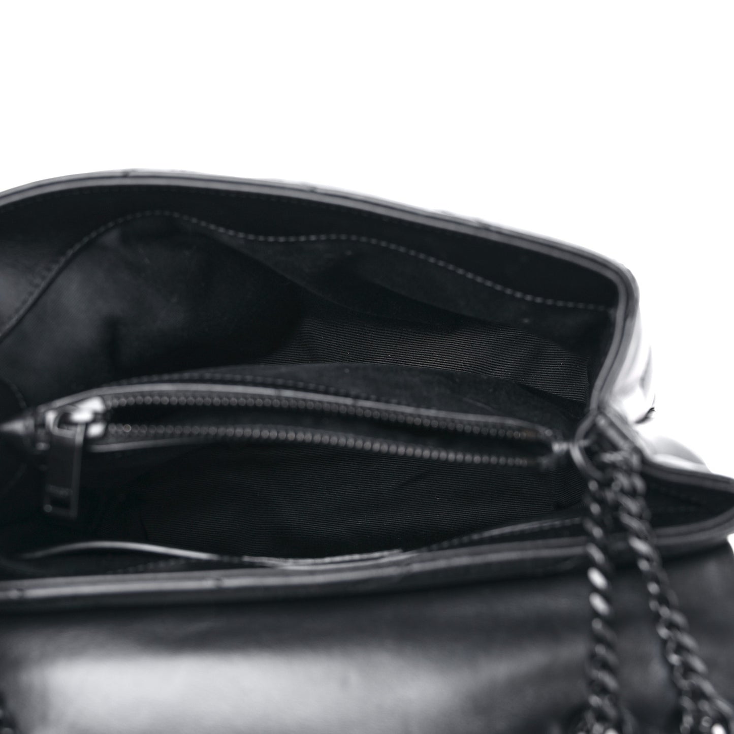 Calfskin Y Quilted Monogram Monochrome Small Loulou Chain Satchel Black