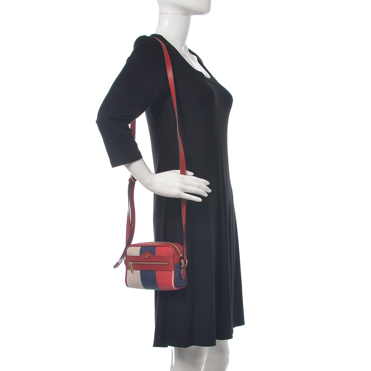 Canvas Sylvie Stripe Mini Ophidia Camera Bag Mystic White Hibiscus Red Maritime