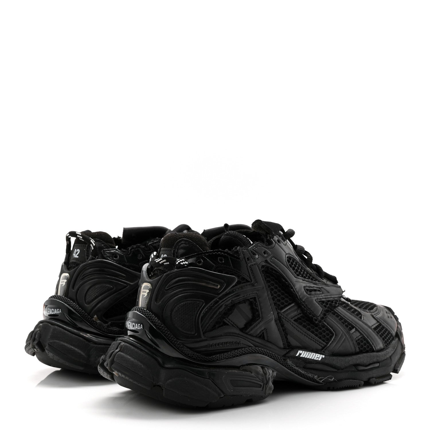 Balenciaga Mesh Rubber Monocolor Mens Runner Sneakers 42 Black 5 of 9