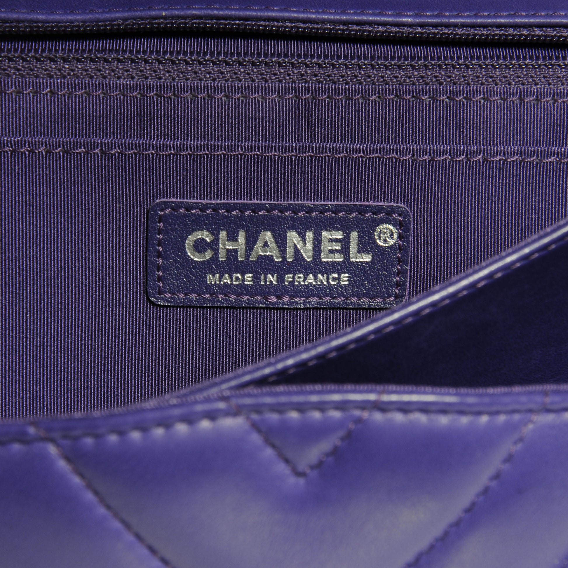 Chanel Lambskin Chevron Jumbo Leo Lion Flap Violet Fonce 8 of 8