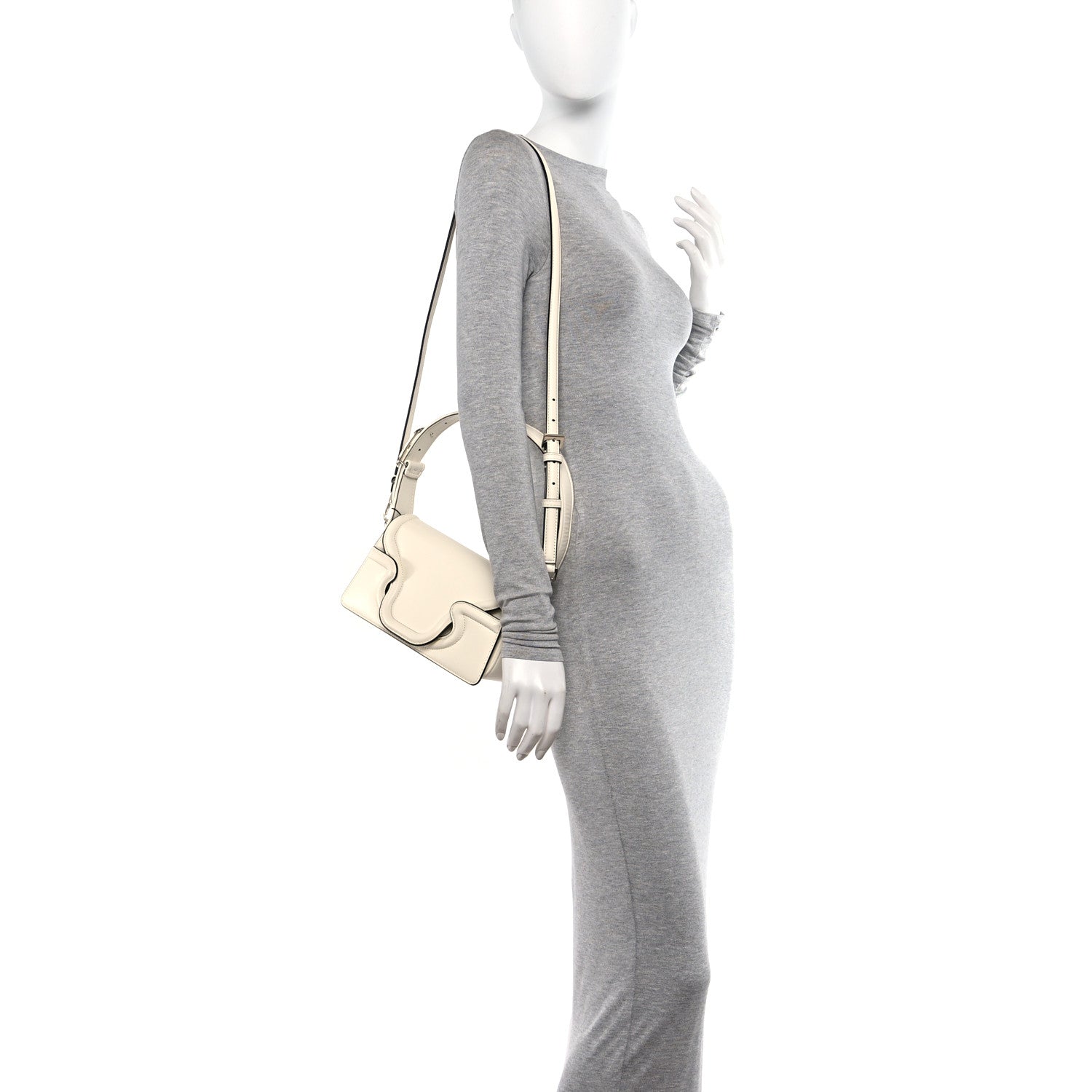 Valentino Garavani Vitello Sculpture Shoulder Bag Ivory 2 of 12