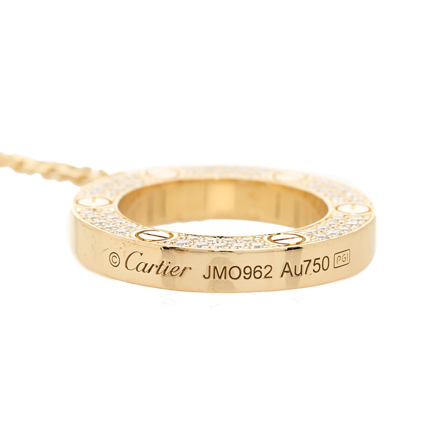 18K Yellow Gold Diamond LOVE Paved Necklace