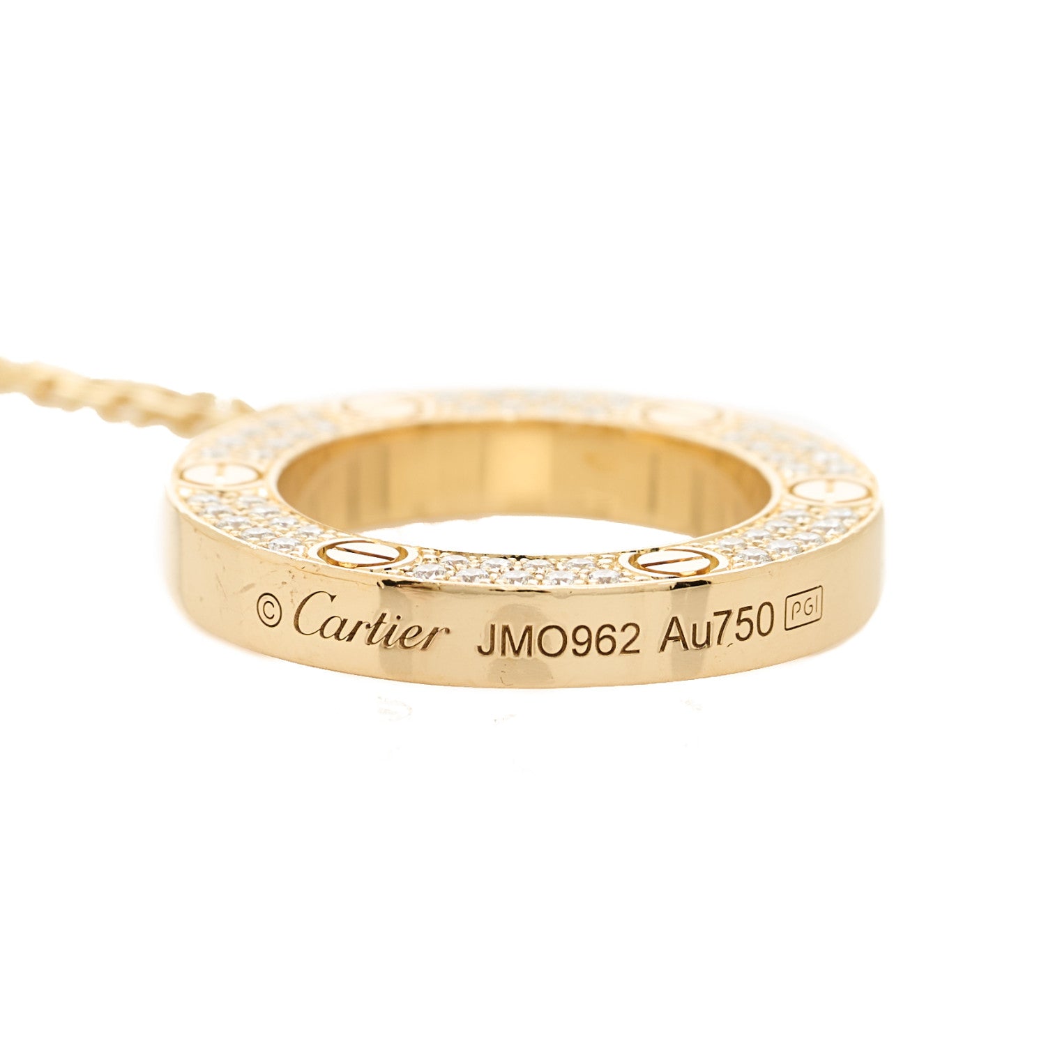 Cartier 18K Yellow Gold Diamond LOVE Paved Necklace 6 of 6